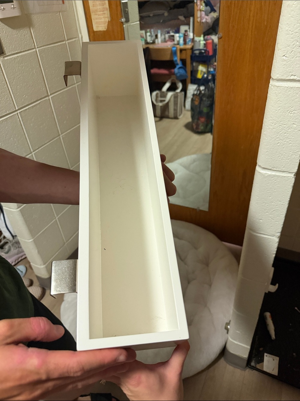 Pottery Barn White Narrow Bedside Shelf - Minimal Floating Design